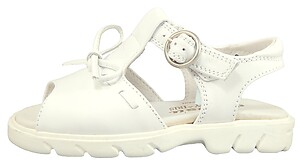 B-6095 - White Leather Bow Sandals