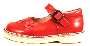B-6425 - Red Patent Flower Mary Janes - Euro 25 Size