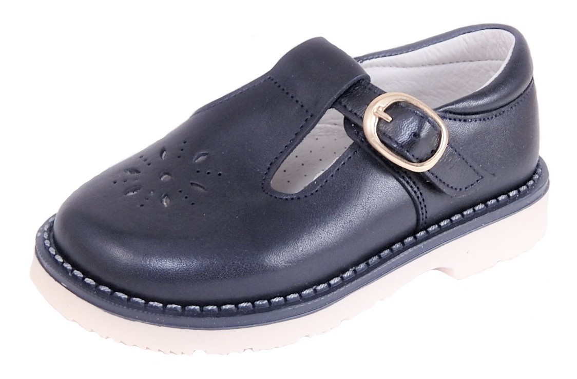 S-7365 - Navy T-Strap Shoes