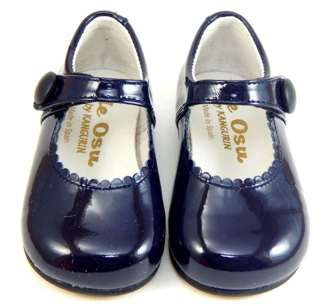 DE OSU Spain - Toddler Girls Navy Blue Patent Leather Dress Shoes K