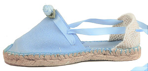 E-11 - Blue Satin Rose Espadrilles