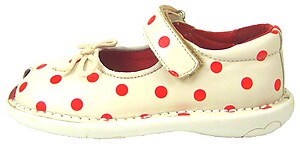 FARO 5F6610 - Ivory-Red Polka Dot Mary Janes - Euro 24 US 7