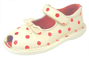 FARO 5F6610 - Ivory-Red Polka Dot Mary Janes - Euro 24 US 7