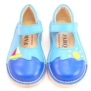 FARO 5S2711 - Turquoise Sailboat Mary Janes - Euro 24 Size 7