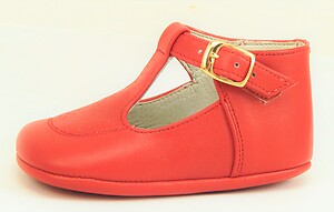 T-606 - Red T-Strap Crib Shoes