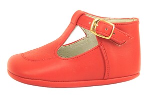 T-606 - Red T-Strap Crib Shoes