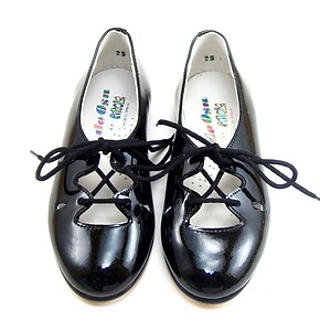 A-1123 - Black Patent Ghillie Shoes