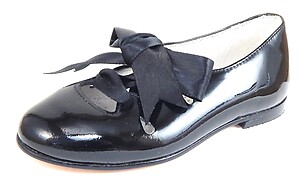 A-1123 - Black Patent Ghillie Shoes