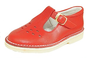 A-1154 P - Red Leather T-Straps
