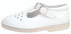 A-1154 P - White Leather T-Straps