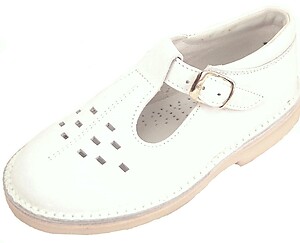 A-1154 P (Sale) - White Leather T-Straps