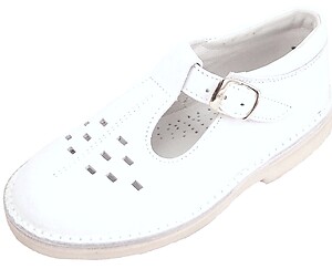 A-1154 P (Sale) - White Leather T-Straps