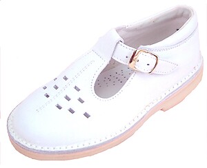 A-1154 P - White Leather T-Straps