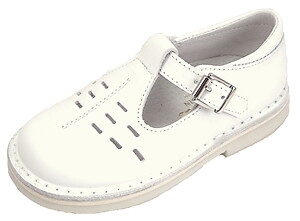 A-1154 - White Leather T-Straps