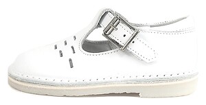 A-1154 - White Leather T-Straps