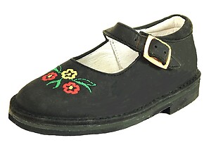 A-1229 (SALE) - Black Flower Mary Janes