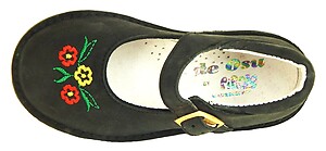 A-1229 (SALE) - Black Flower Mary Janes