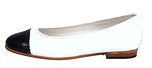 A-1318 (Sale) - White Black Patent Ballet Flats