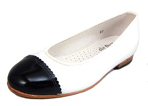 A-1318 - White Black Patent Ballet Flats