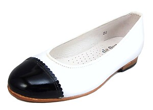 A-1318 (Sale) - White Black Patent Ballet Flats