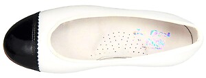 A-1318 - White Black Patent Ballet Flats