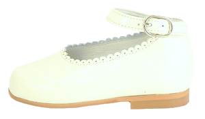 A-302 K - Ivory Patent Ankle Straps