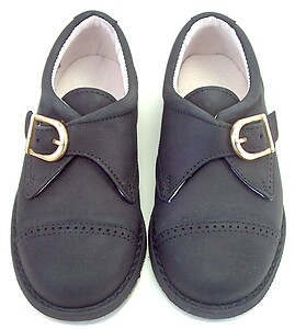 A-5019 - Black Nubuck Monk Straps