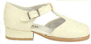 B-170 - Ivory Brocade T-Straps