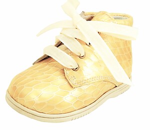 B-313 - Gold-Ivory Faux-Croc Boots
