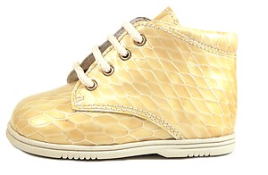 B-313 - Gold-Ivory Faux-Croc Boots