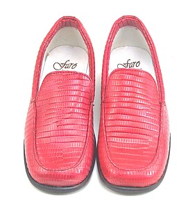 FARO B-6024 - Red Faux-Snake Loafers