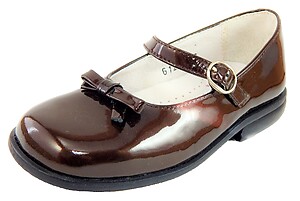 B-6121 - Brown Patent Mary Janes