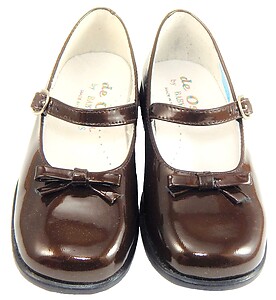 B-6121 - Brown Patent Mary Janes