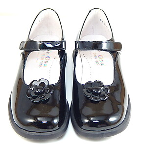B-6420 - Black Patent Flower Dress Shoes