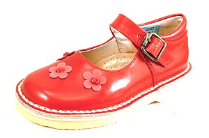 B-6425 - Red Patent Flower Mary Janes - Euro 25 Size