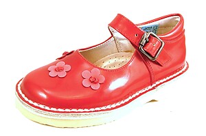 B-6425 (SALE) - Red Patent Flower Mary Janes - Euro 25 Size