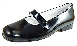 B-6483 - Black Patent Button Flats