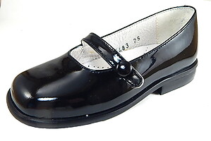 B-6483 E- Black Patent Button Flats