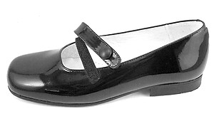 B-6483 - Black Patent Button Flats