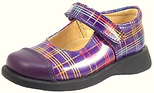 B-6528 - Purple Plaid Mary Janes - Euro 25 Size 8