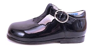 B-6703 - Navy Patent T-Straps - Euro 19 Size 4