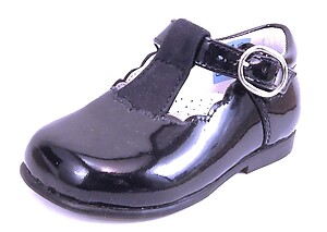 B-6703 - Navy Patent T-Straps - Euro 19 Size 4