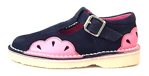 B-7018 (Sale) - Navy Fuchsia Mary Janes - European 25 Size 8