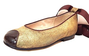 B-7322 (Sale) - Gold Glitter Shoes - Euro 27 Size 10