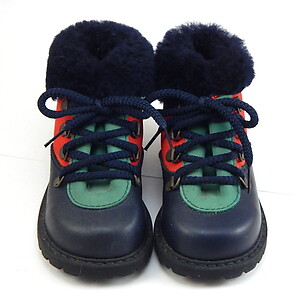 B-78 - Navy & Multi Shearling Boots - Euro 20 Size 4