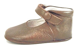 Brown Button Crib Shoes