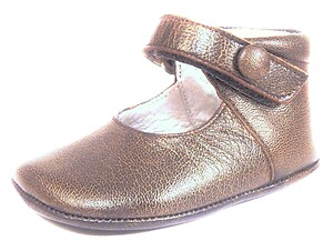 Brown Button Crib Shoes