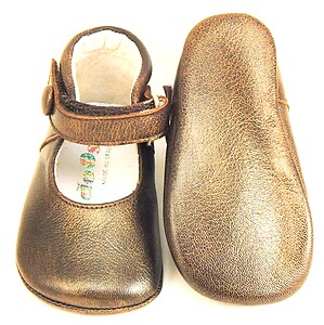 DO-111 - Brown Metalized Crib Shoes