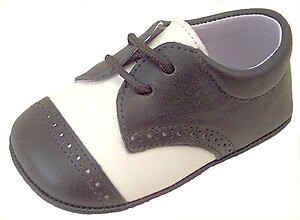 DO-136 - Ivory-Black Dress Crib Shoes