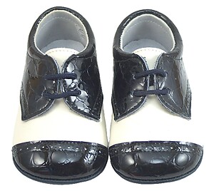 DO-136 - Ivory-Navy Crib Shoes